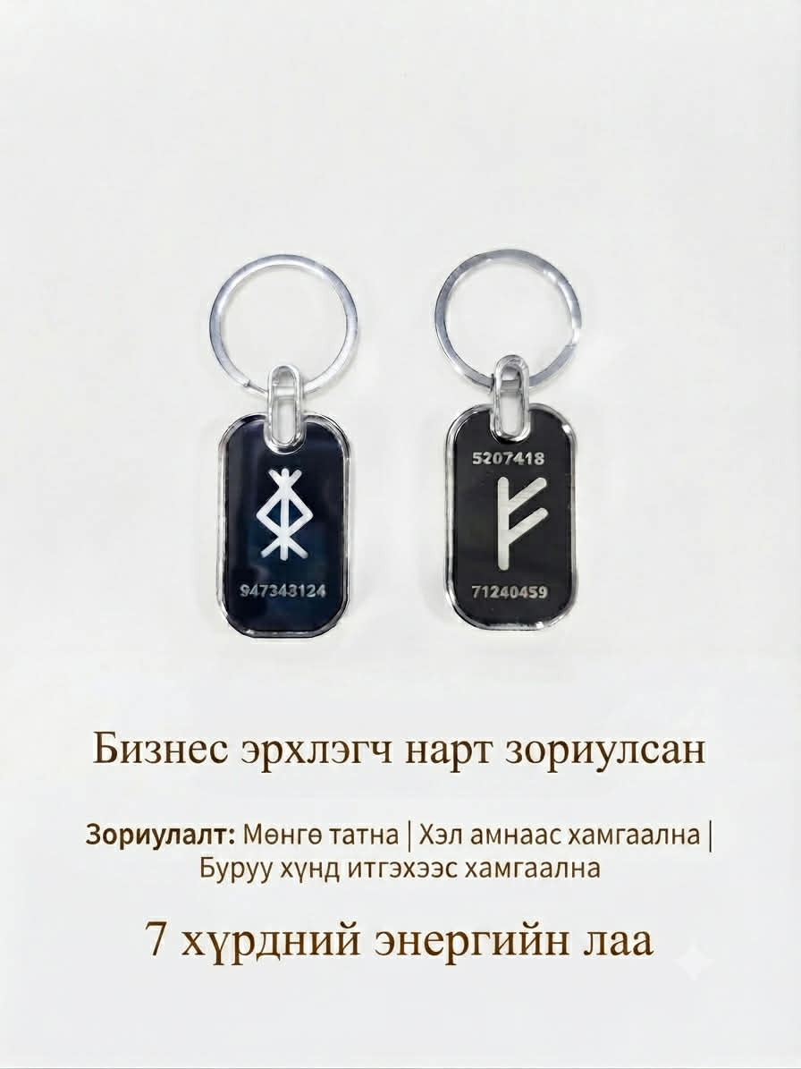 Хамгаалалт, мөнгөний руна/ Түлхүүрний оосор